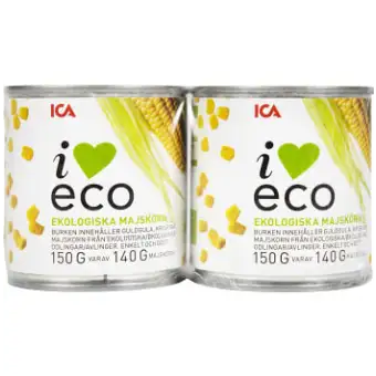 ICA I love eco Majskorn 2-p Ekologisk 300g